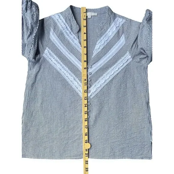 Maje Lalite Striped Lace Trim Top Tunic Blouse – Size 1 (Small) - Picture 8 of 11